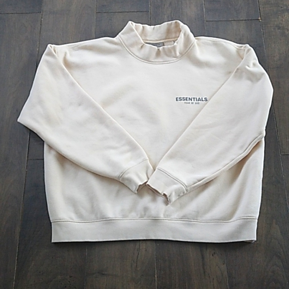 ESSENTIALS FEAR OF GOD CREAM MOCK TURTLENECK CREAM THICK SWEATSHIRT MENS XL